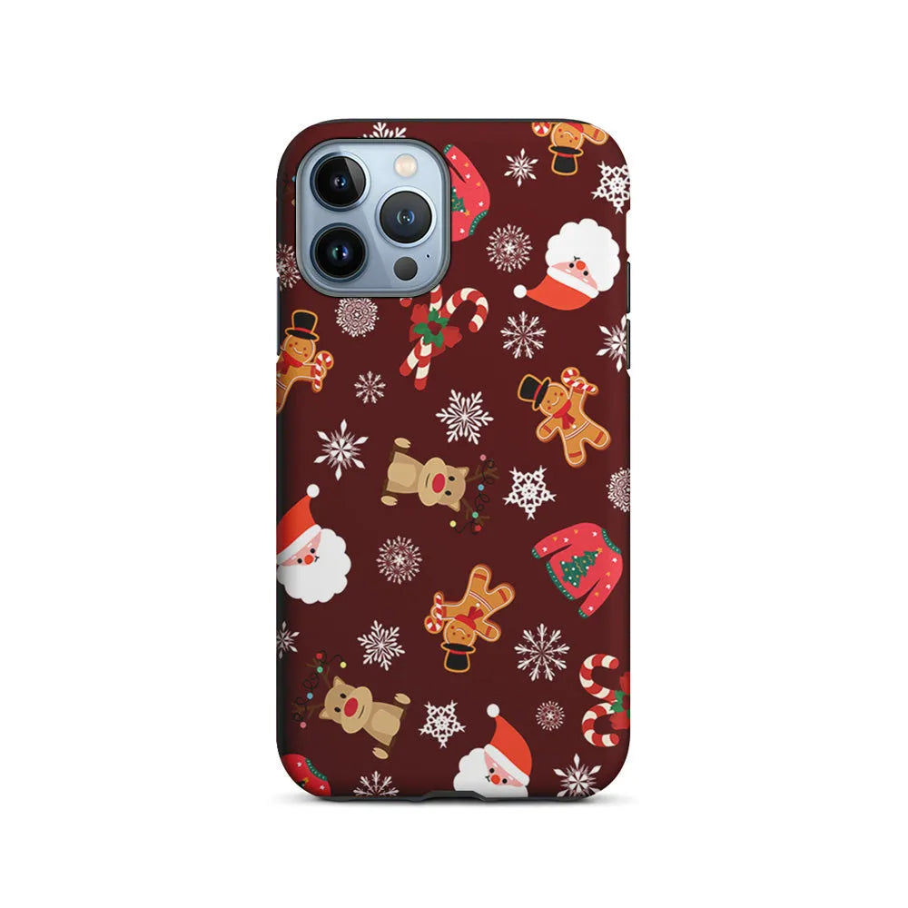 Christmas Ornaments Pattern Maroon iPhone 13 Pro Case-2 in 1 Tough Case-Xtracase