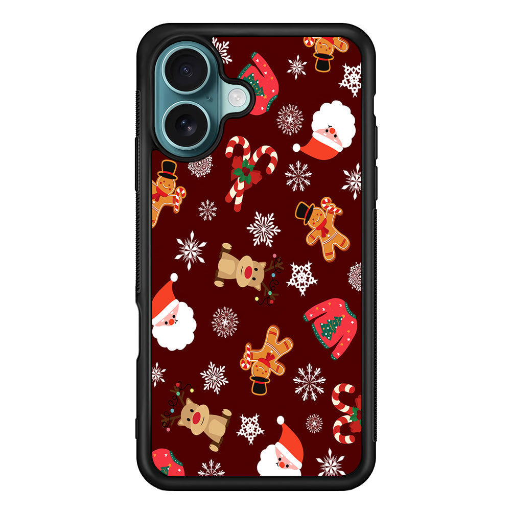 Christmas Ornaments Pattern Maroon iPhone 16 Plus Case - Xtracase