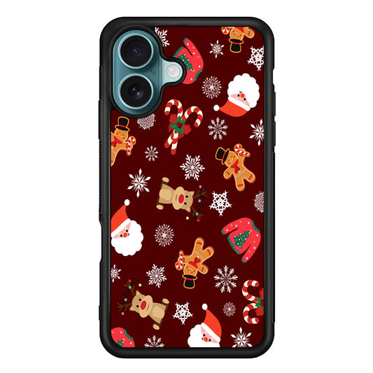 Christmas Ornaments Pattern Maroon iPhone 16 Plus Case - Xtracase