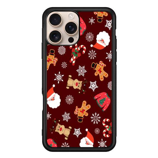 Christmas Ornaments Pattern Maroon iPhone 16 Pro Case - iPhone 16 Pro