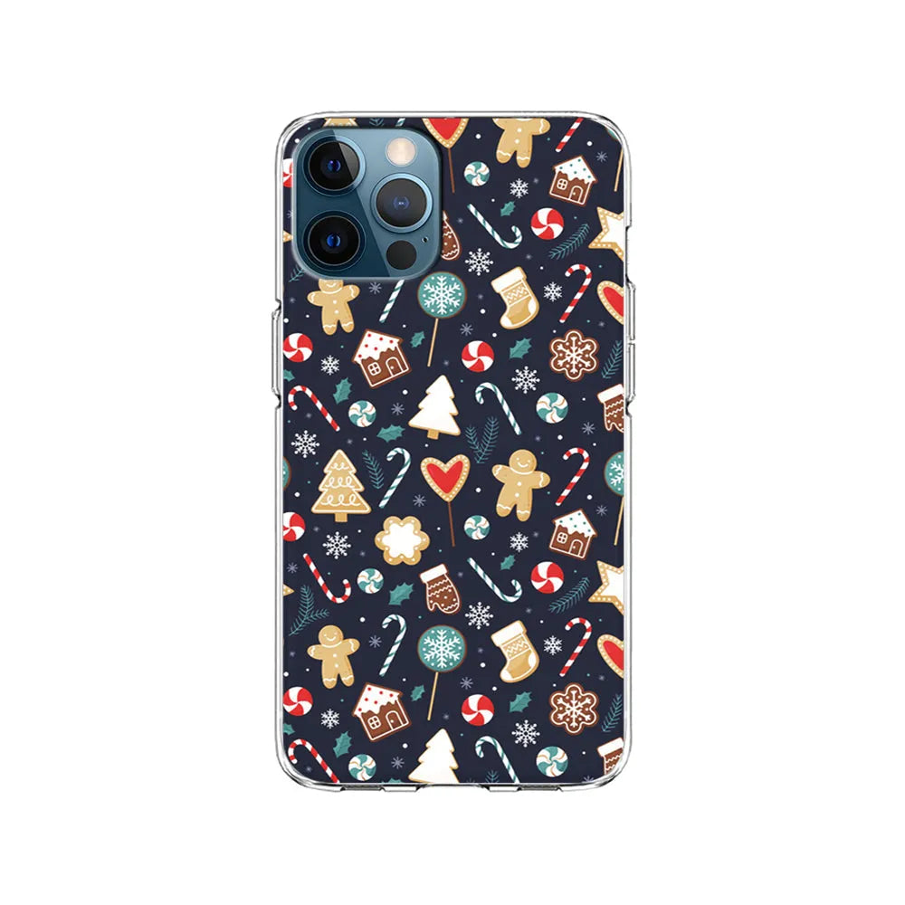 Christmas Ornaments Pattern Navy iPhone 13 Pro Max Case-Clear Soft Case-Xtracase