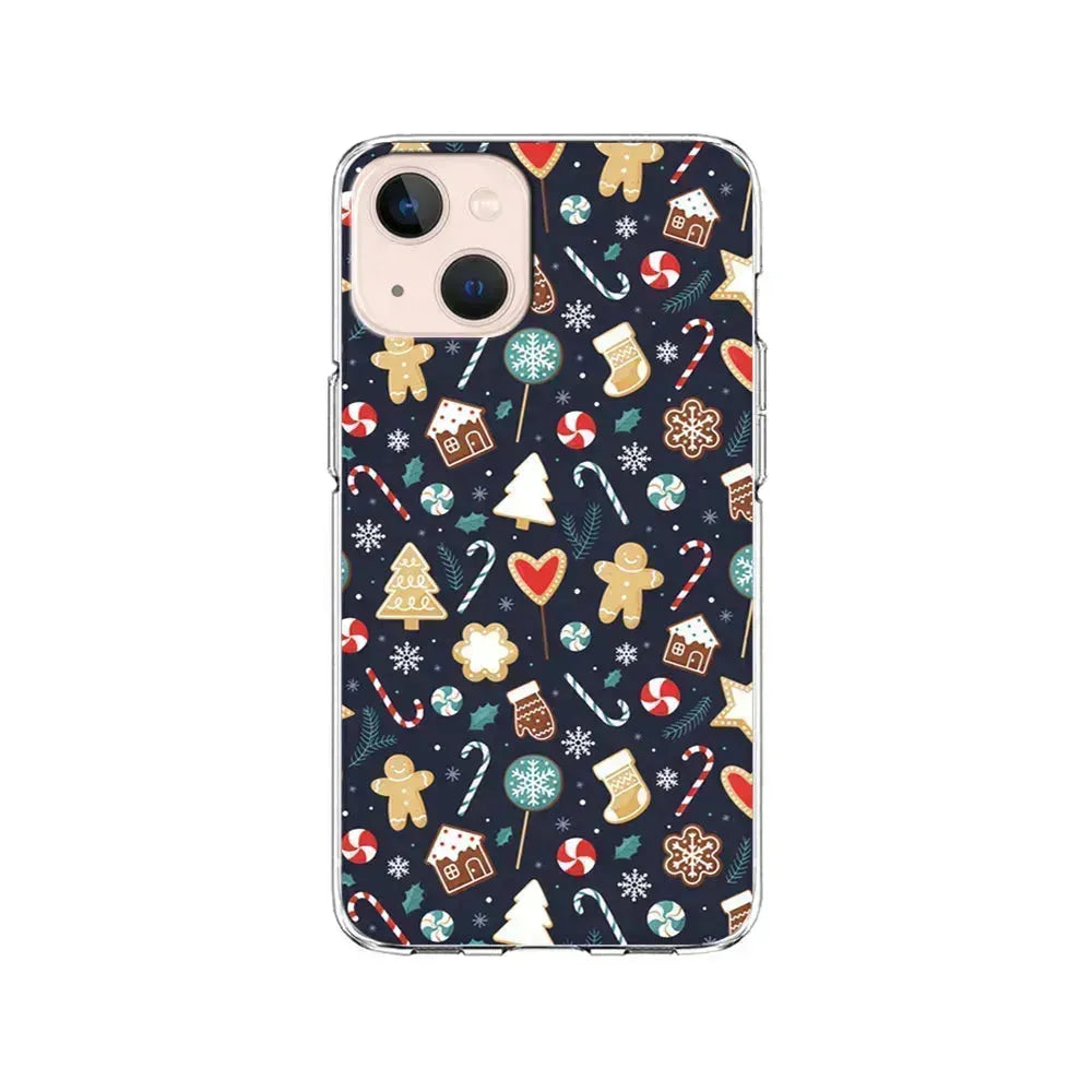 Christmas Ornaments Pattern Navy iPhone 13 Mini Case-Clear Soft Case-Xtracase