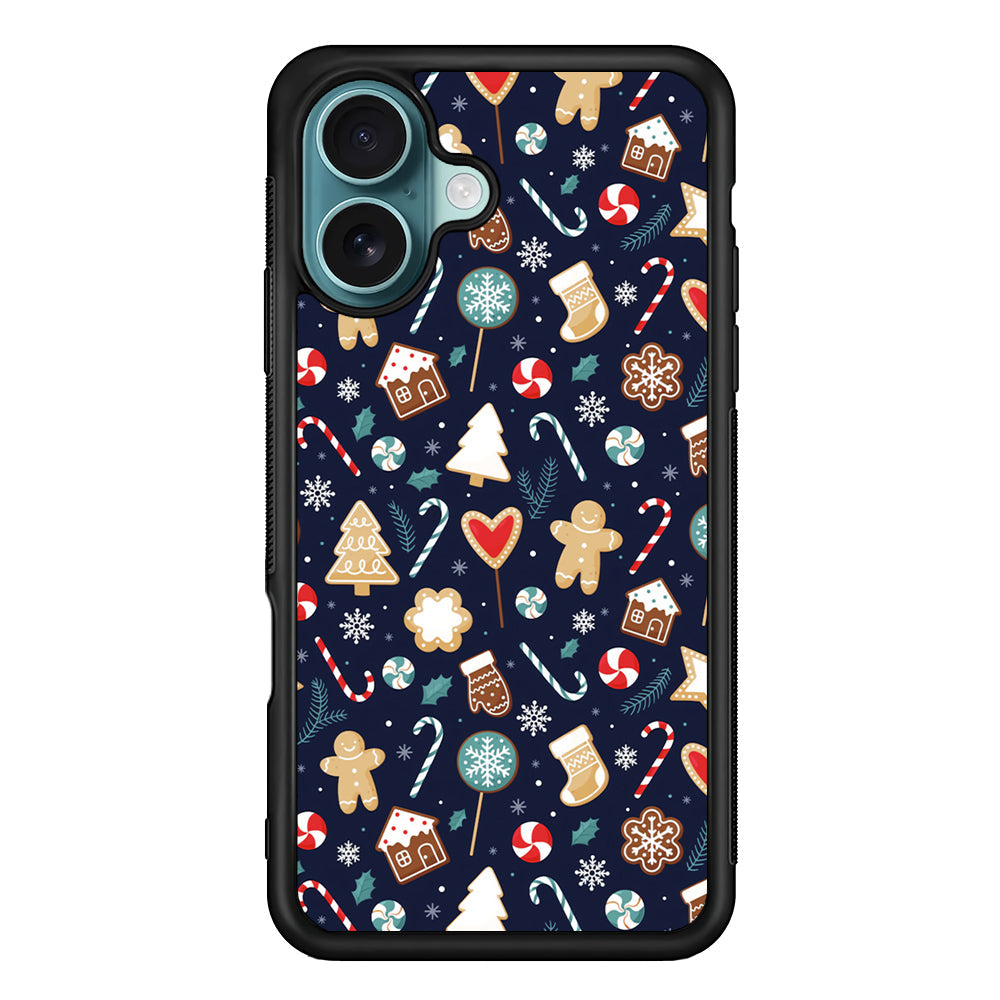 Christmas Ornaments Pattern Navy iPhone 16 Plus Case - Xtracase