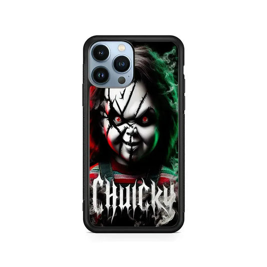 Chucky Doll Scary Face iPhone 15 Pro Max Case-Rubber / Black (2D Case)-Xtracase