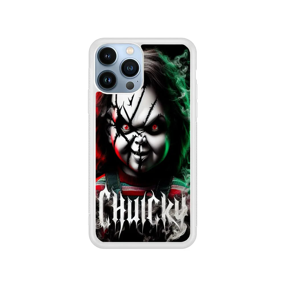 Chucky Doll Scary Face iPhone 13 Pro Case-Rubber / White (2D Case)-Xtracase