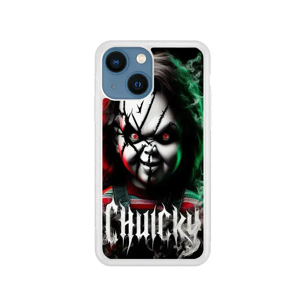 Chucky Doll Scary Face iPhone 13 Mini Case-Rubber / White (2D Case)-Xtracase