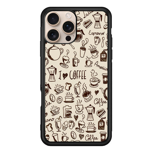 CoffeeTime Doodle iPhone 16 Pro Max Case - iPhone 16 Pro Max