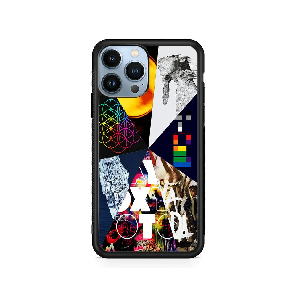 Coldplay Album Cover Collage iPhone 13 Pro Case-Rubber / Black (2D Case)-Xtracase
