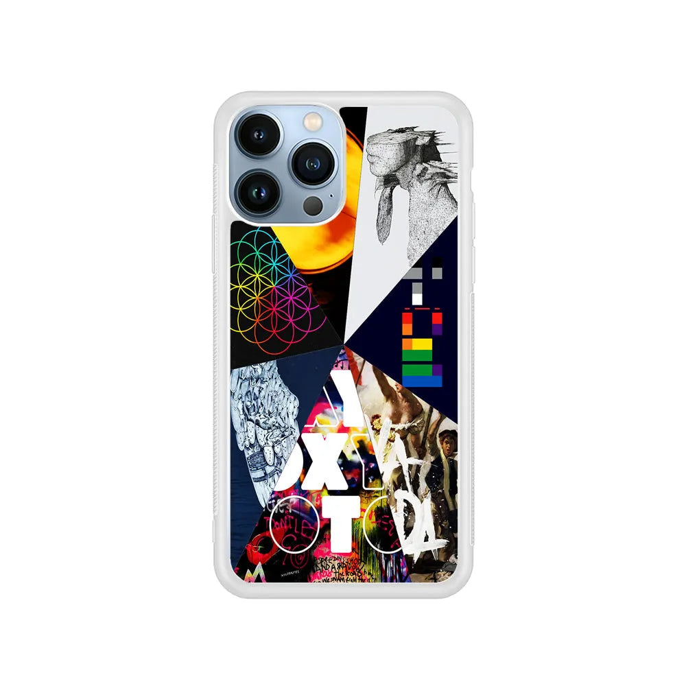 Coldplay Album Cover Collage iPhone 13 Pro Case-Rubber / White (2D Case)-Xtracase