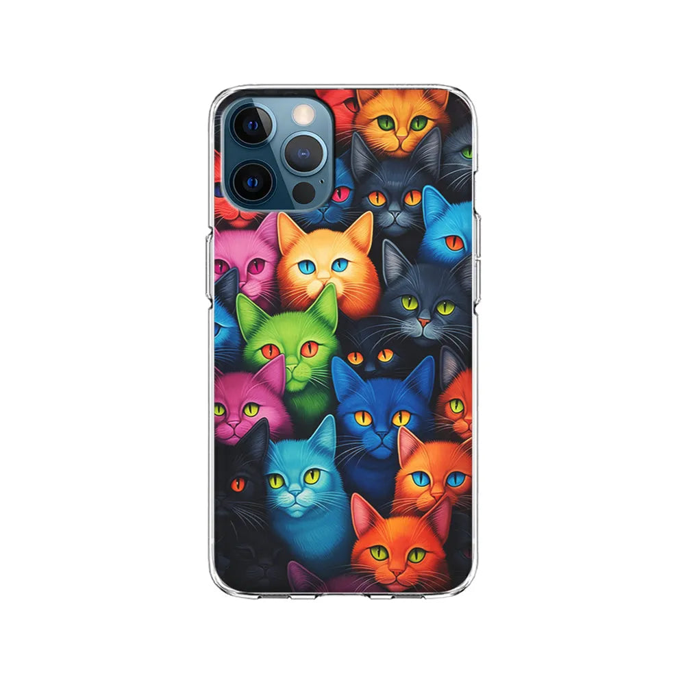 Collection of Colorful Cats iPhone 13 Pro Case-Clear Soft Case-Xtracase
