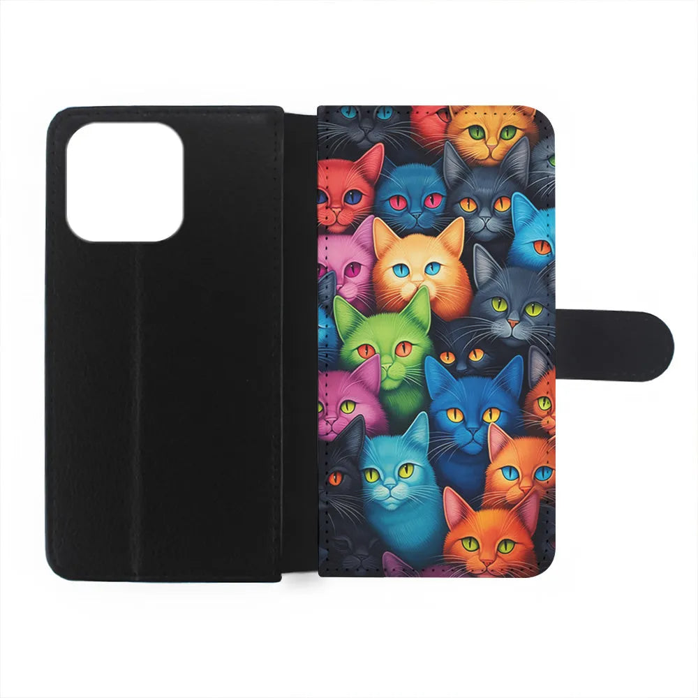 Collection of Colorful Cats iPhone 13 Pro Case-Flip Wallet Case-Xtracase