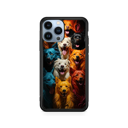 Collection of Colorful Dogs iPhone 13 Pro Case-Rubber / Black (2D Case)-Xtracase