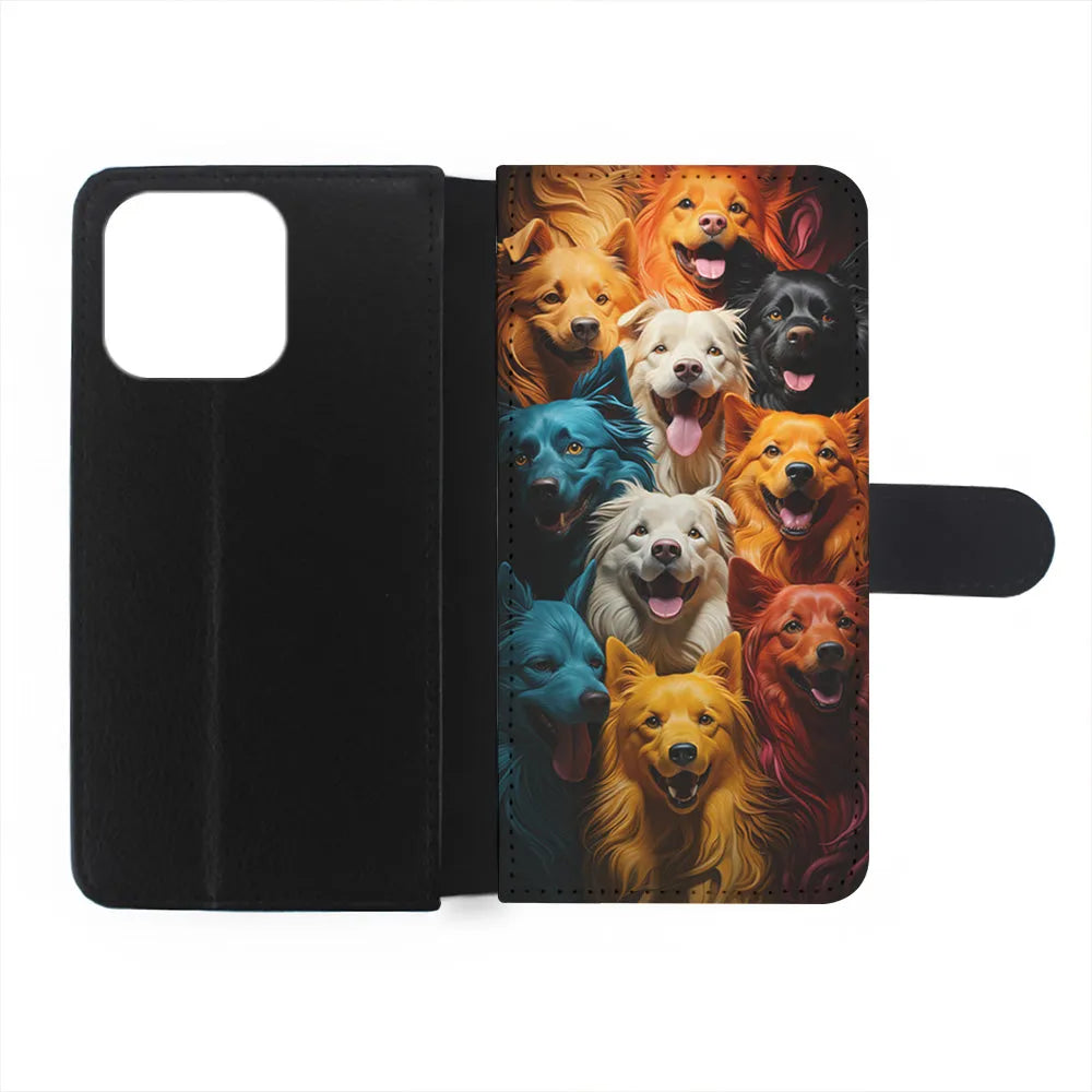 Collection of Colorful Dogs iPhone 13 Pro Case-Flip Wallet Case-Xtracase