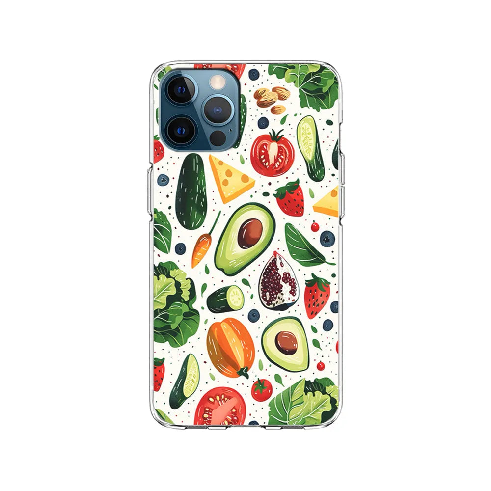 Collection of Fruits and Vegetables iPhone 13 Pro Case-Clear Soft Case-Xtracase