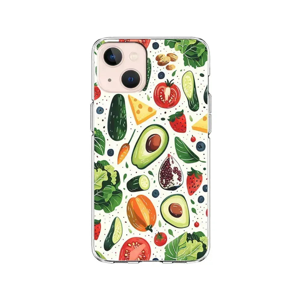 Collection of Fruits and Vegetables iPhone 13 Mini Case-Clear Soft Case-Xtracase