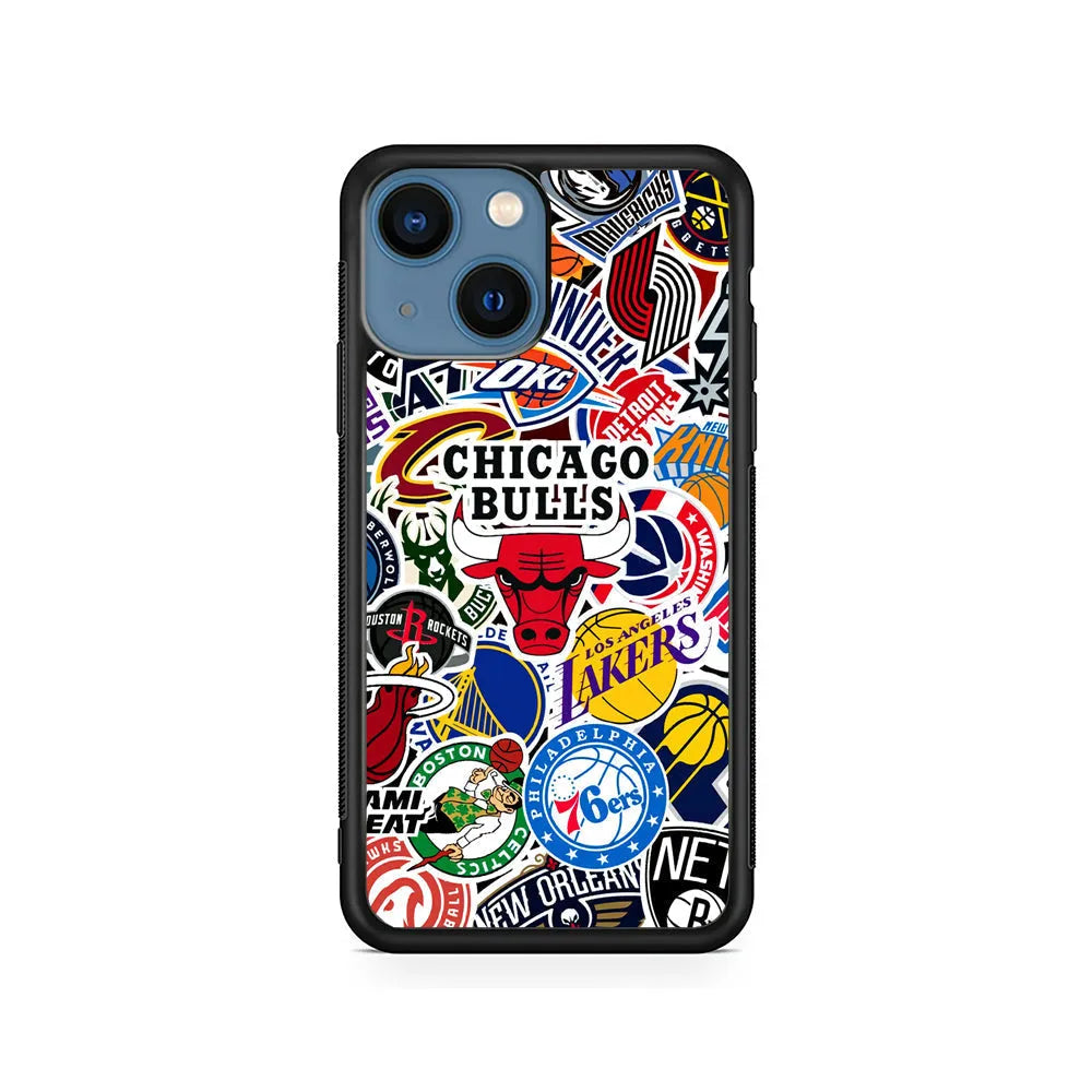 Collection of NBA Club Logos iPhone 15 Plus Case-Rubber / Black (2D Case)-Xtracase