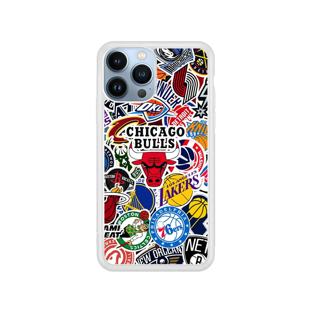 Collection of NBA Club logos iPhone 13 Pro Max Case-Rubber / White (2D Case)-Xtracase
