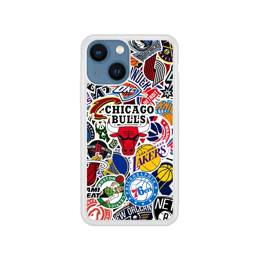 Collection of NBA Club Logos iPhone 14 Plus Case-Rubber / White (2D Case)-Xtracase