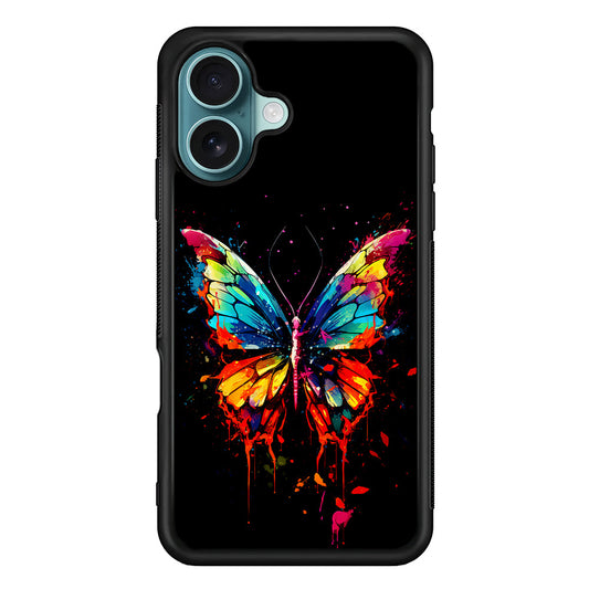 Colorful Butterfly Painting on Black iPhone 16 Plus Case - Xtracase