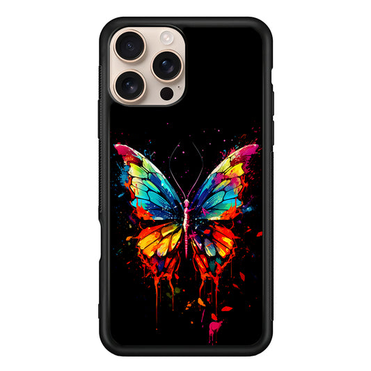 Colorful Butterfly Painting on Black iPhone 16 Pro Case - iPhone 16 Pro