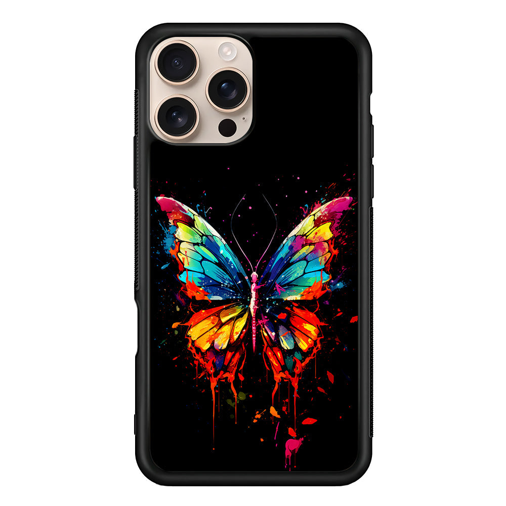 Colorful Butterfly Painting on Black iPhone 16 Pro Max Case - iPhone 16 Pro Max