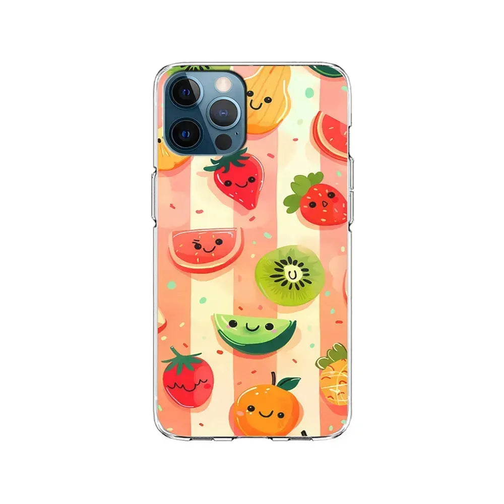 Colorful Fruit Cartoon Stripe iPhone 15 Pro Max Case-Clear Soft Case-Xtracase