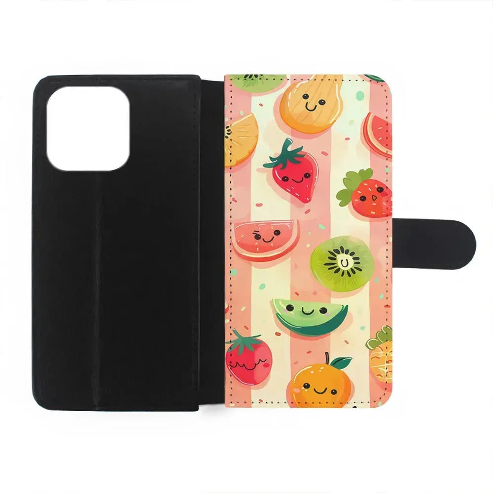 Colorful Fruit Cartoon Stripe iPhone 15 Pro Max Case-Flip Wallet Case-Xtracase