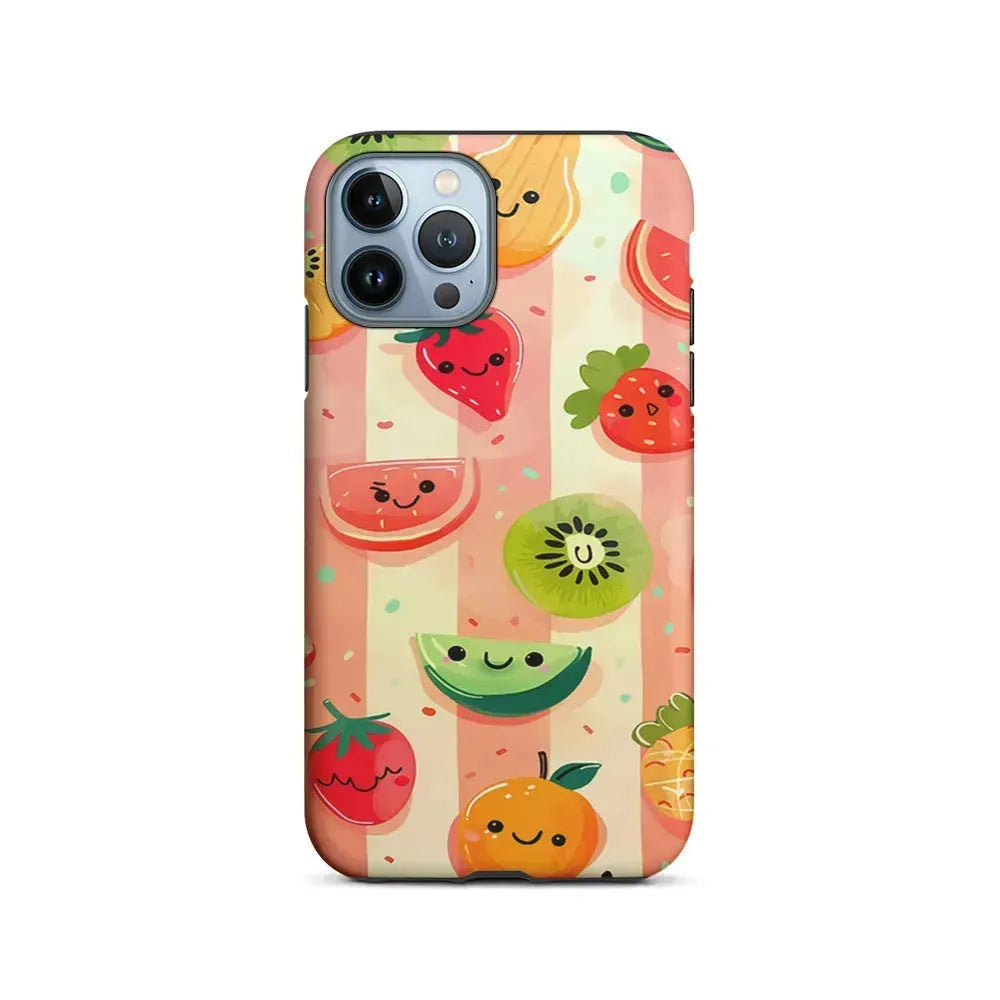 Colorful Fruit Cartoon Stripe iPhone 15 Pro Max Case-2 in 1 Tough Case-Xtracase