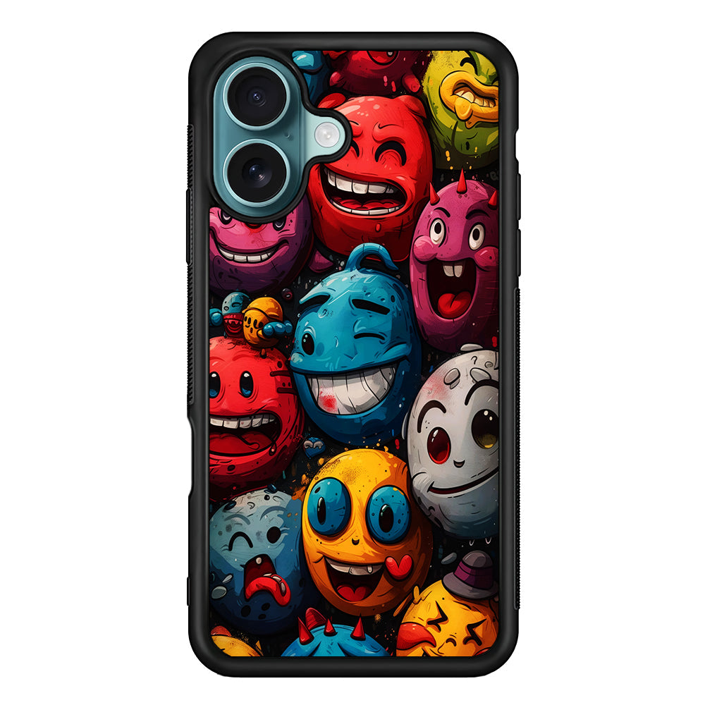 Colorful Funny Emoticons Doodle iPhone 16 Plus Case - Xtracase