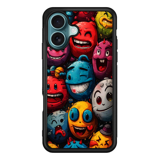 Colorful Funny Emoticons Doodle iPhone 16 Plus Case - Xtracase