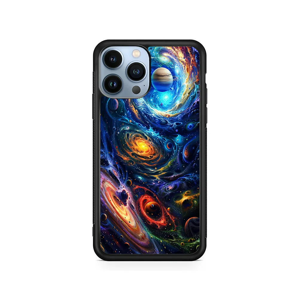 Colorful Galaxy Big Universe iPhone 13 Pro Case-Rubber / Black (2D Case)-Xtracase