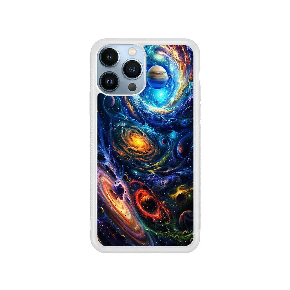 Colorful Galaxy Big Universe iPhone 15 Pro Max Case-Rubber / White (2D Case)-Xtracase