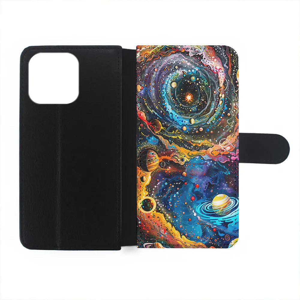 Colorful Galaxy Many Planets iPhone 13 Pro Case-Flip Wallet Case-Xtracase