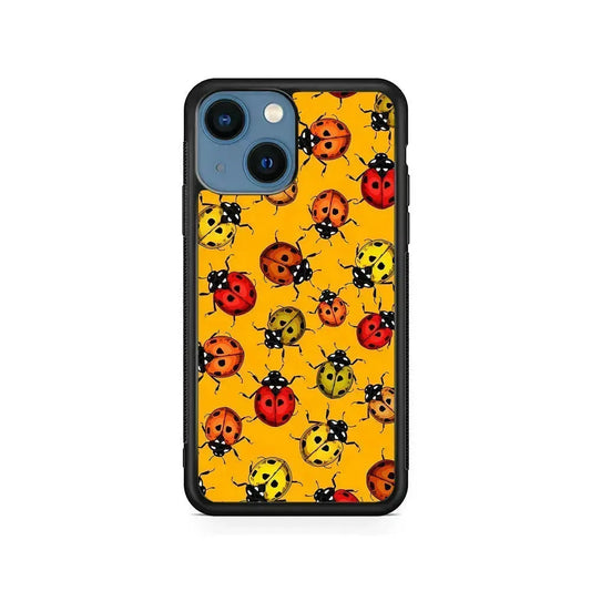 Colorful Ladybugs Pattern iPhone 13 Mini Case-Rubber / Black (2D Case)-Xtracase