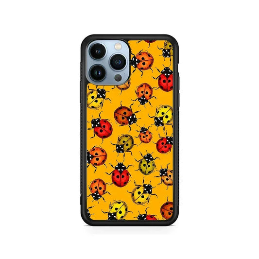 Colorful Ladybugs Pattern iPhone 15 Pro Max Case-Rubber / Black (2D Case)-Xtracase