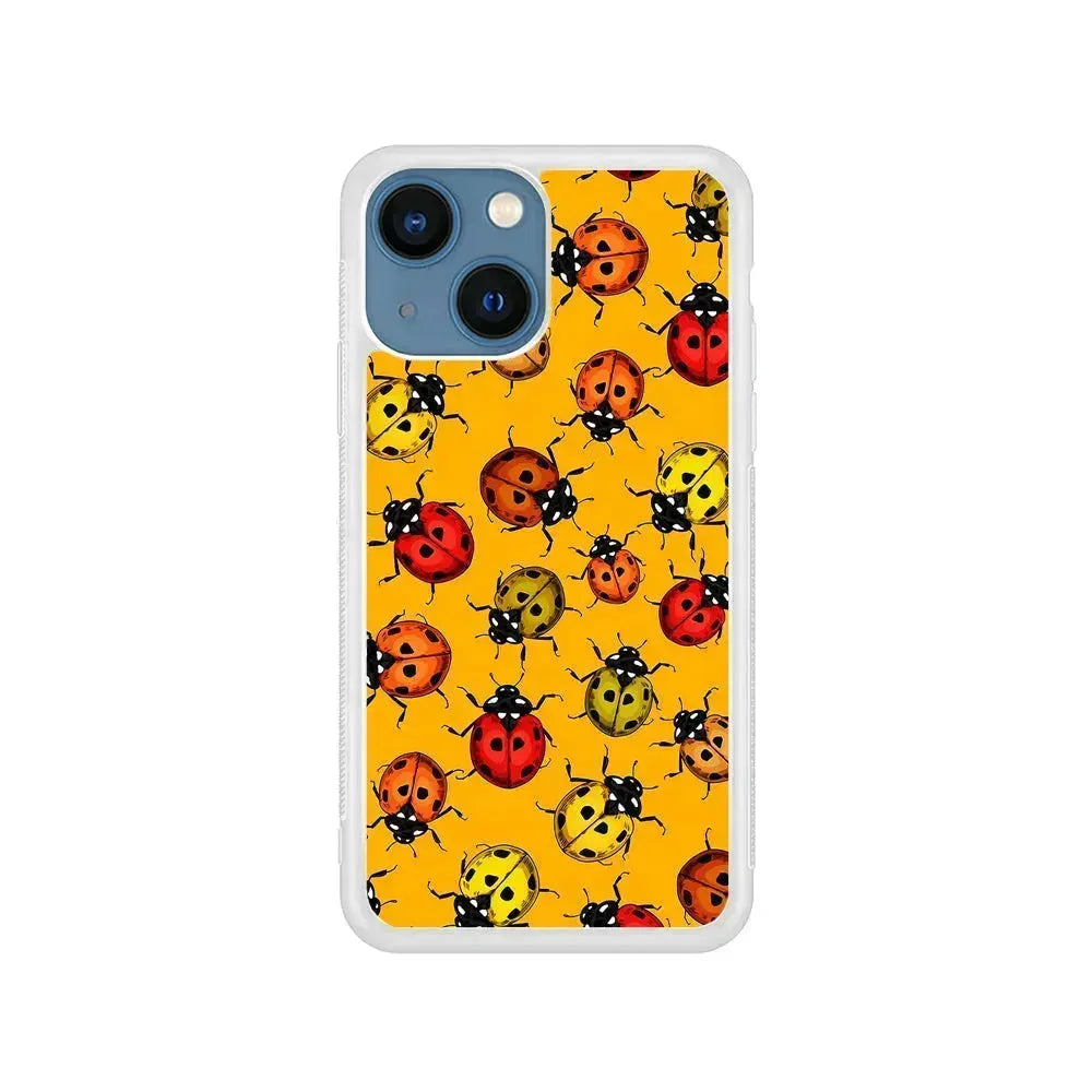 Colorful Ladybugs Pattern iPhone 13 Mini Case-Rubber / White (2D Case)-Xtracase
