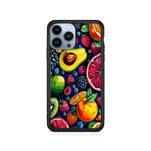 Colorful Mixed Sweet Fruits iPhone 13 Pro Case-Rubber / Black (2D Case)-Xtracase