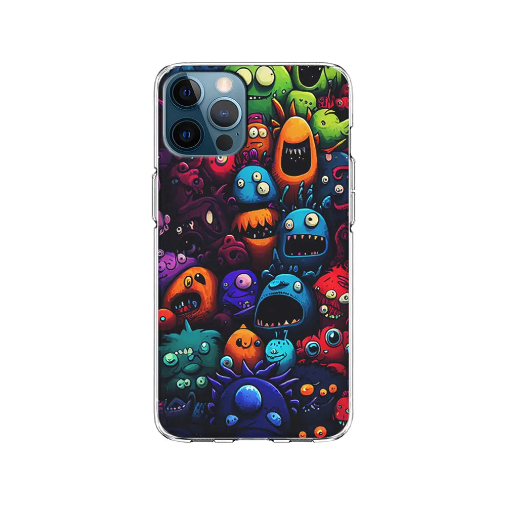 Colorful Monster Doodle Art iPhone 13 Pro Case-Clear Soft Case-Xtracase