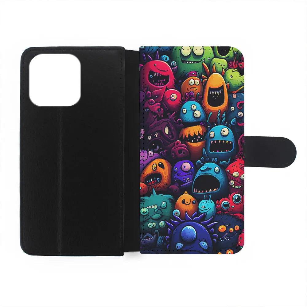 Colorful Monster Doodle Art iPhone 13 Pro Case-Flip Wallet Case-Xtracase