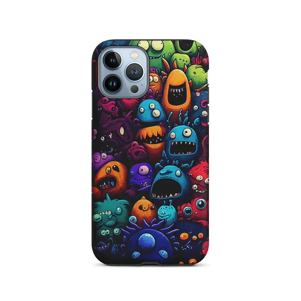 Colorful Monster Doodle Art iPhone 15 Pro Max Case-2 in 1 Tough Case-Xtracase