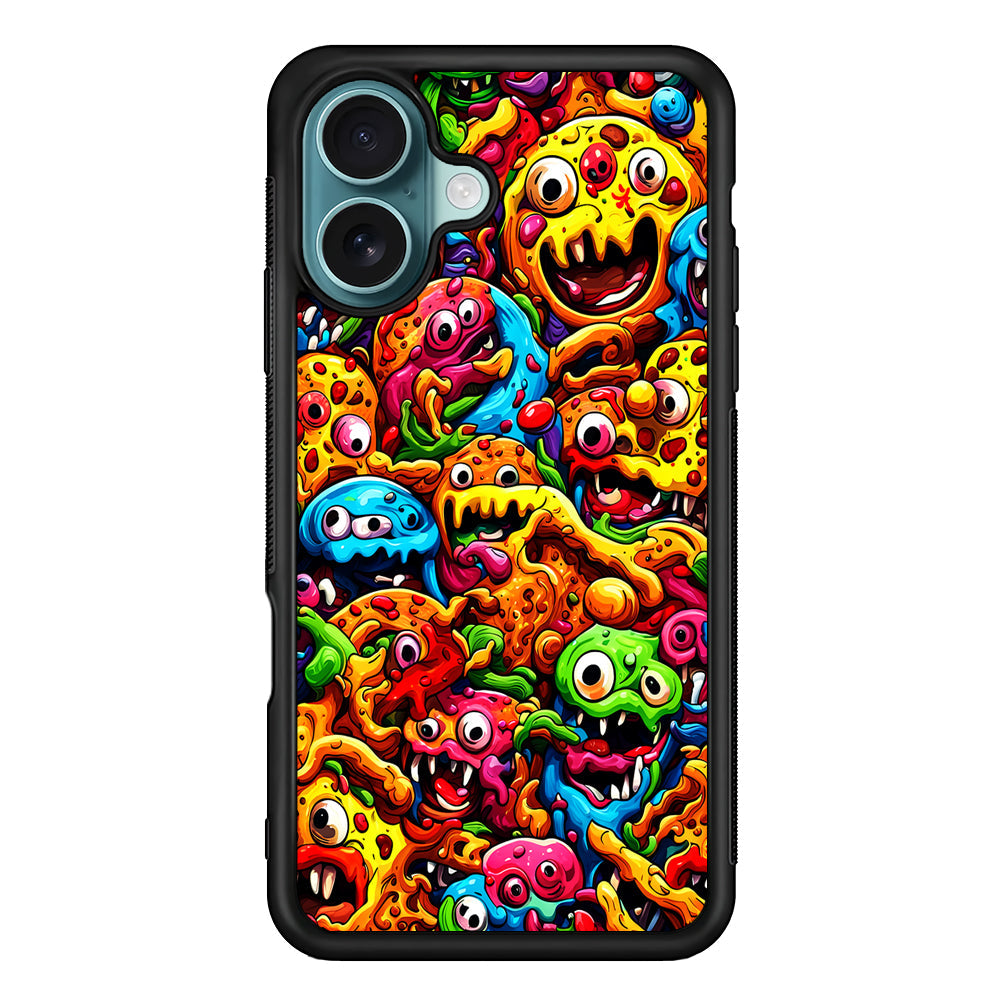 Colorful Monster Doodle Pizza iPhone 16 Plus Case - Xtracase