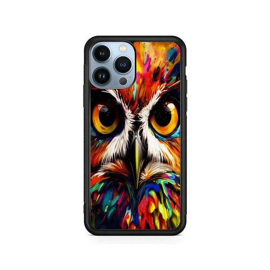 Colorful Owl Face iPhone 15 Pro Max Case-Rubber / Black (2D Case)-Xtracase