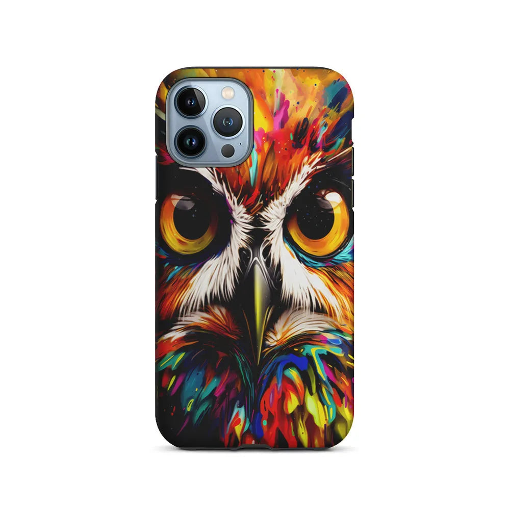Colorful Owl Face iPhone 13 Pro Case-2 in 1 Tough Case-Xtracase