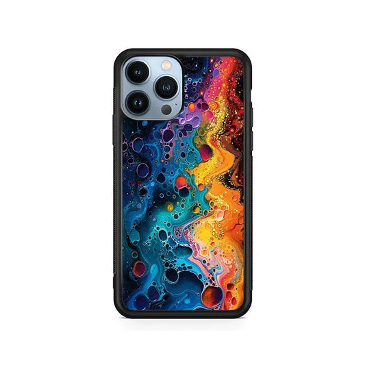 Colorful Painting with Lots of Bubbles iPhone 15 Pro Max Case-Rubber / Black (2D Case)-Xtracase