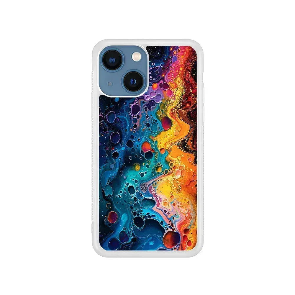 Colorful Painting with Lots of Bubbles iPhone 13 Mini Case-Rubber / White (2D Case)-Xtracase