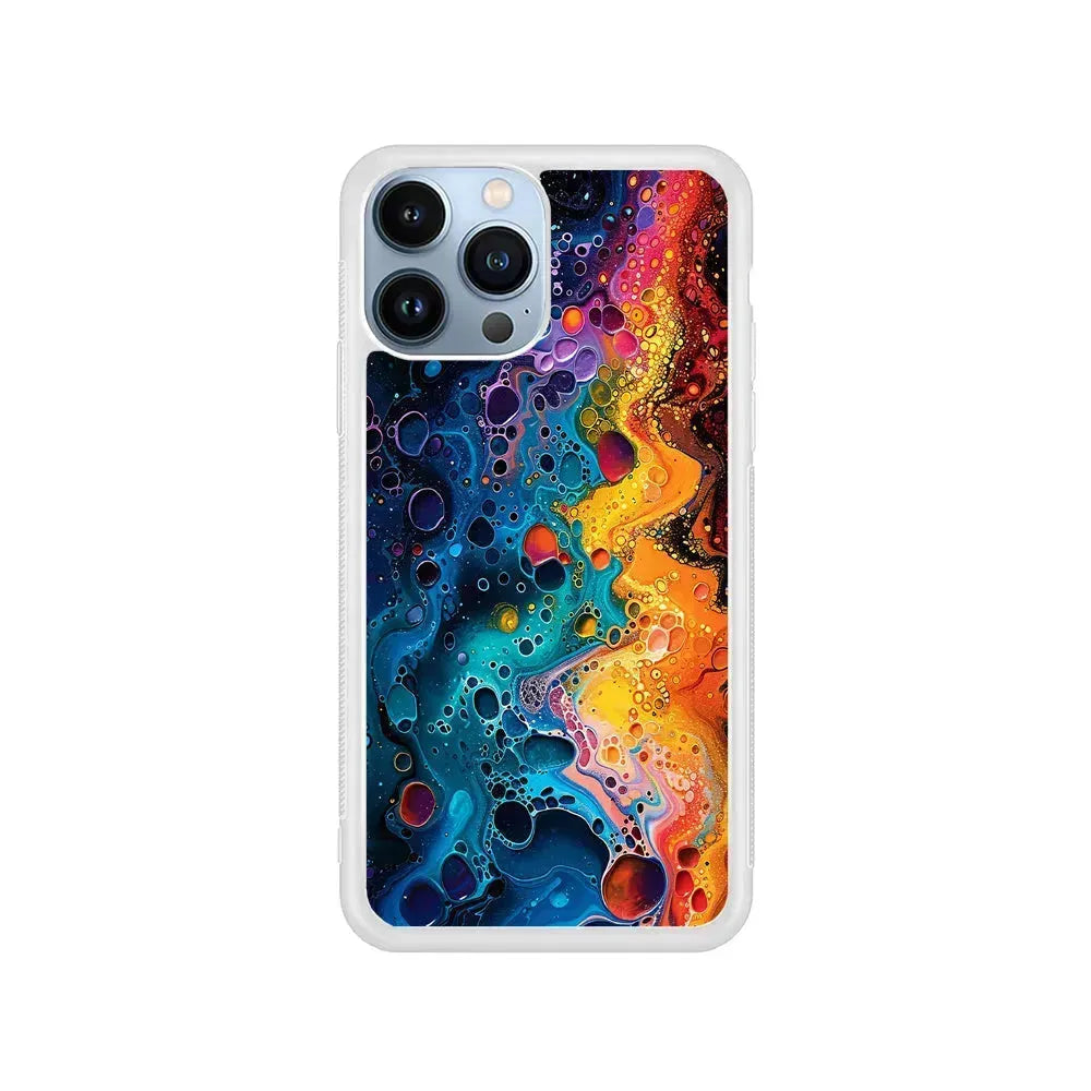 Colorful Painting with Lots of Bubbles iPhone 15 Pro Max Case-Rubber / White (2D Case)-Xtracase