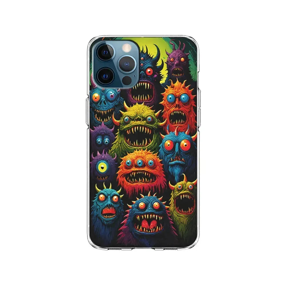 Colorful Scary Monster Doodle iPhone 15 Pro Max Case-Clear Soft Case-Xtracase