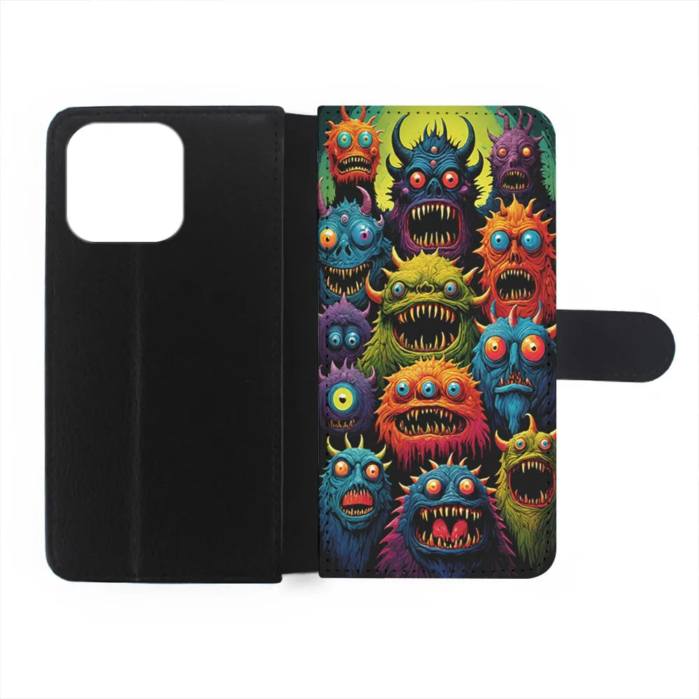 Colorful Scary Monster Doodle iPhone 13 Pro Case-Flip Wallet Case-Xtracase