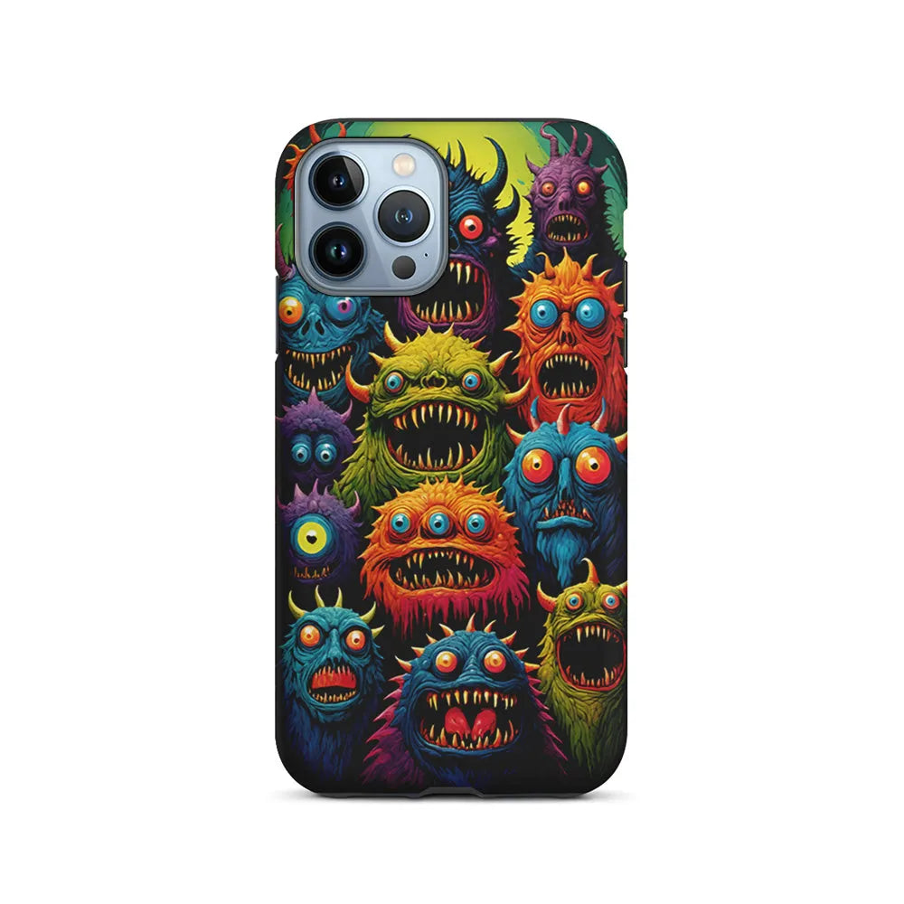 Colorful Scary Monster Doodle iPhone 13 Pro Case-2 in 1 Tough Case-Xtracase