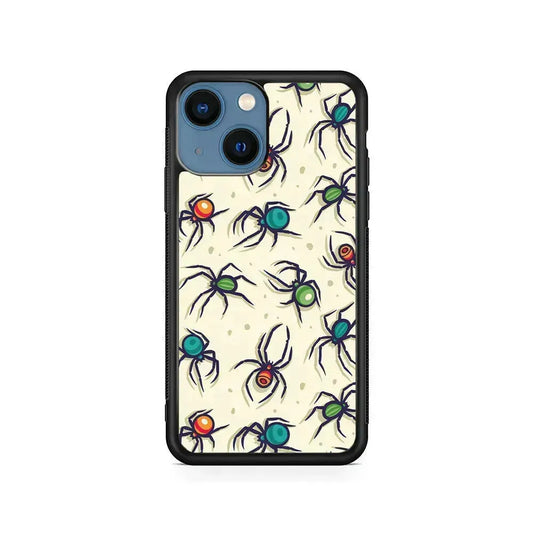 Colorful Spider Collection iPhone 13 Mini Case-Rubber / Black (2D Case)-Xtracase